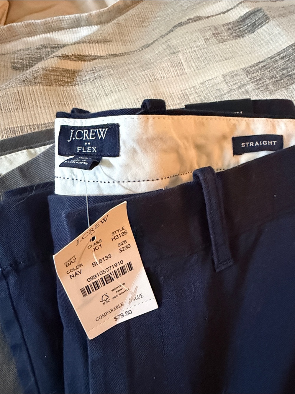 J. Crew Navy Straight-Fit Flex Chinos NWT 32x30